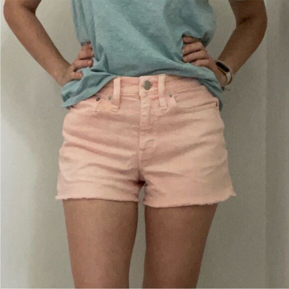 J. Crew High Waisted Denim Cut Off Shorts 25 Mercantile VSCO Neon Pink Orange XS - Picture 1 of 9